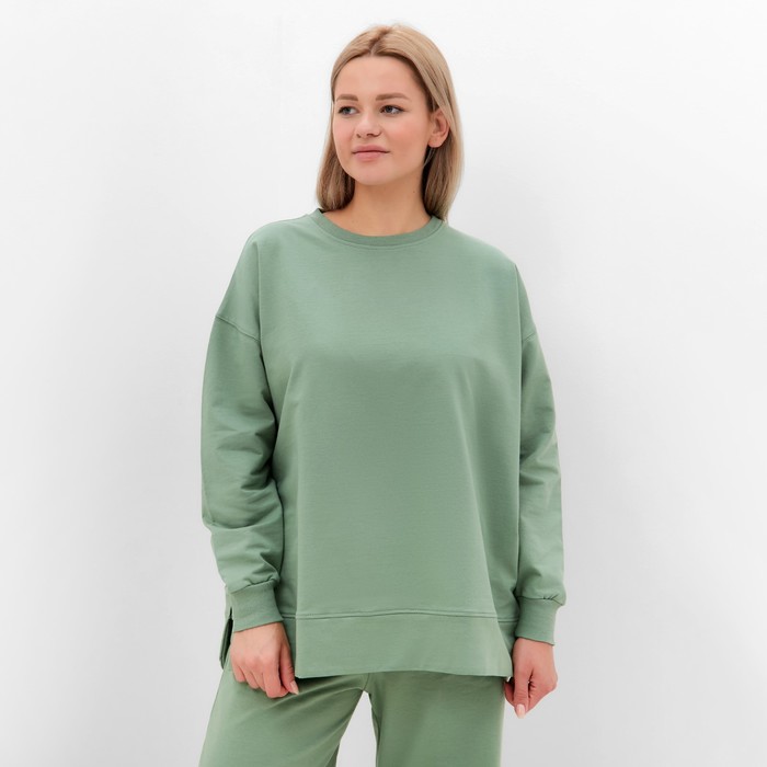 Костюм женский (свитшот/брюки), цвет оливковый, размер 42 65232