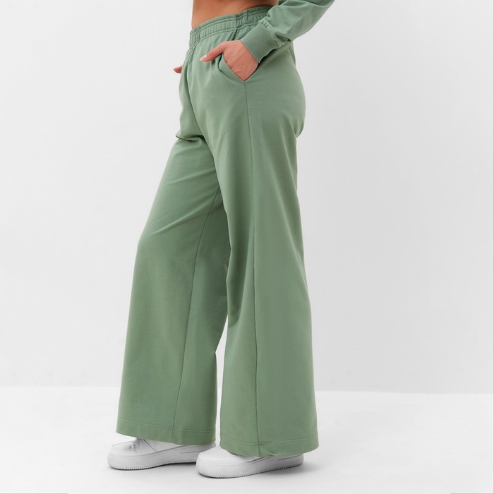 Костюм женский (свитшот/брюки), цвет оливковый, размер 44 65233