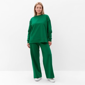 Костюм женский (свитшот/брюки), цвет зелёный, размер 48
