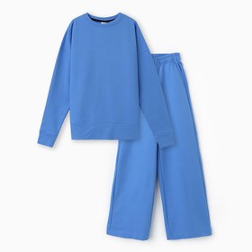 Комплект (свитшот, брюки) для девочки, цвет голубой, рост 152-158 см