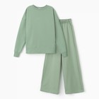 Комплект (свитшот, брюки) для девочки, цвет оливковый, рост 152-158 см - фото 10950178