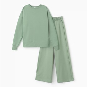 Комплект (свитшот, брюки) для девочки, цвет оливковый, рост 152-158 см
