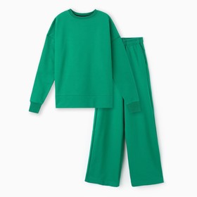 Комплект (свитшот, брюки) для девочки, цвет зеленый, рост 158-164 см