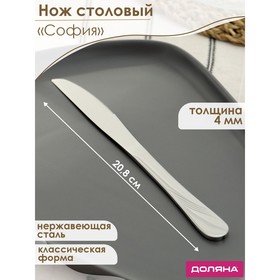 Нож столовый 20,8 см Доляна "София" толщина 4 мм