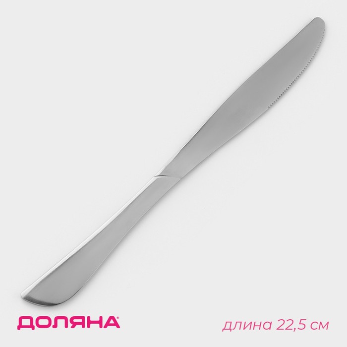 Нож столовый из нержавеющей стали Доляна «Верона», длина 22,5 см, толщина 3 мм, цвет серебряный - фото 1909248507