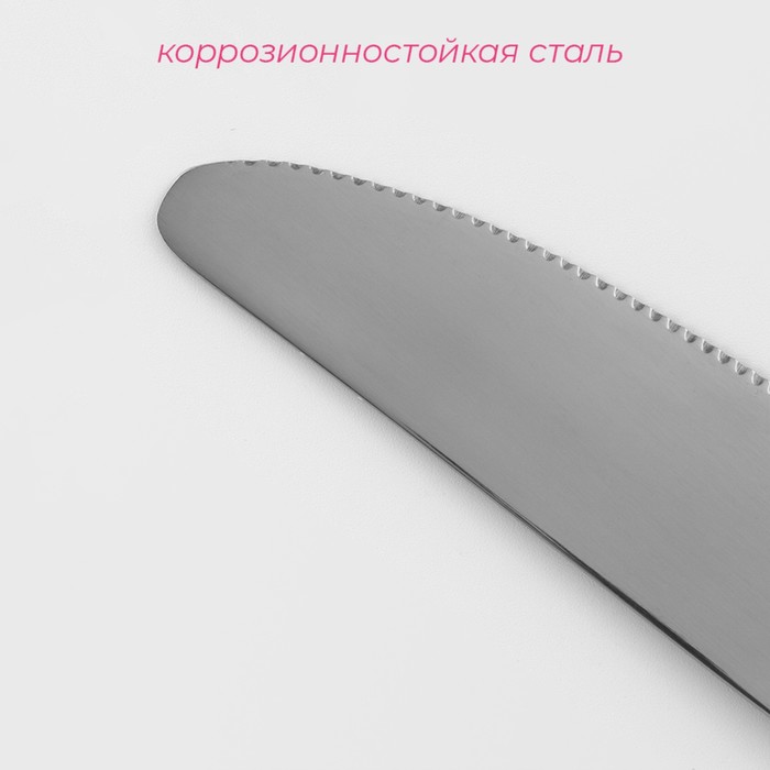 Нож столовый из нержавеющей стали Доляна «Верона», длина 22,5 см, толщина 3 мм, цвет серебряный - фото 1909248508