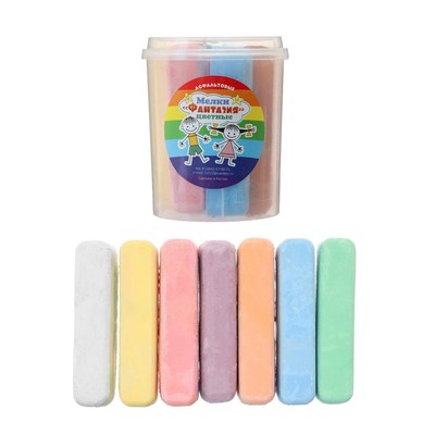 УЦЕНКА Мелки цветные для асфальта 7 штук "Фантазия", брусок