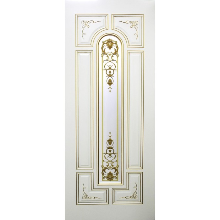 Дверное полотно Палермо ДО белое дерево патина золото 2000x700 - Фото 1