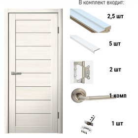 Дверь межкомнатная комплект 242, со стеклом мателюкс, 2000×800 мм, экошпон, цвет ясень снежный