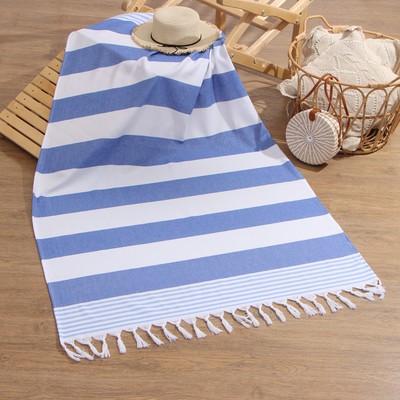 Полотенце - пештемаль LoveLife «Полоски», 100×180 см, хлопок 100%, синее