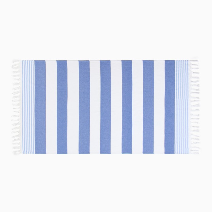 Полотенце Пештемаль LoveLife "Полоски", цв. синий, 100х180 см, 100% хлопок, 180 г/м2 - фото 1900475162