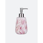 Дозатор для жидкого мыла Akvarel, 8.6х8.6х18 см, цвет белый-розовый - фото 296110160