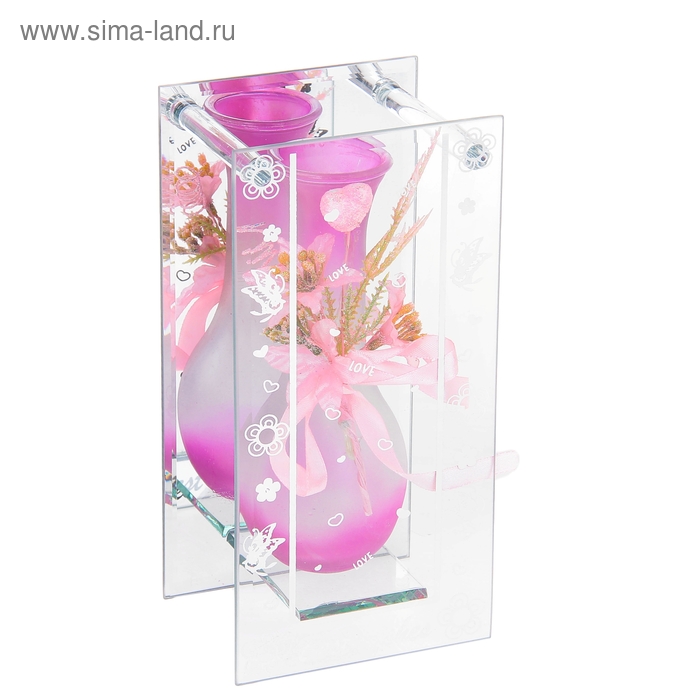 ваза стекло Калипсо 9,7*19,5 см рисунок нежность - Фото 1