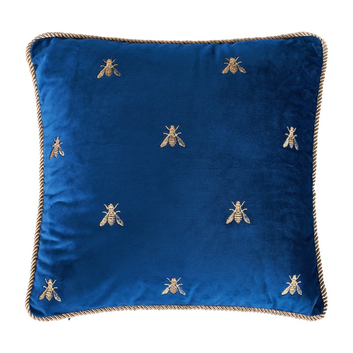 Декоративная подушка Zolotoy Roy 40х40 см, на потайной молнии, цвет синий