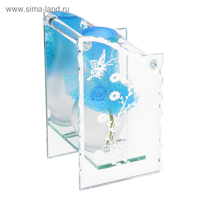 ваза стекло Калипсо 9*15 см форма бабочка с цветком - Фото 1