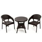 Набор садовой мебели "RATTAN Ola Dom": стол круглый диаметр 70 см + 2 кресла, коричневый - фото 319757388