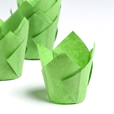 Форма для выпечки кексов бумажная UPAK LAND «Тюльпан», 5×8 см, одноразовая, зелёная