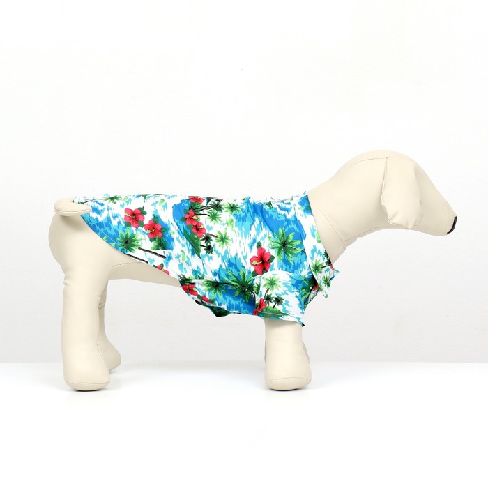 Рубашка для собак "Тропики", XS (ДС 20. ОГ 28, ОШ 19 см), голубая