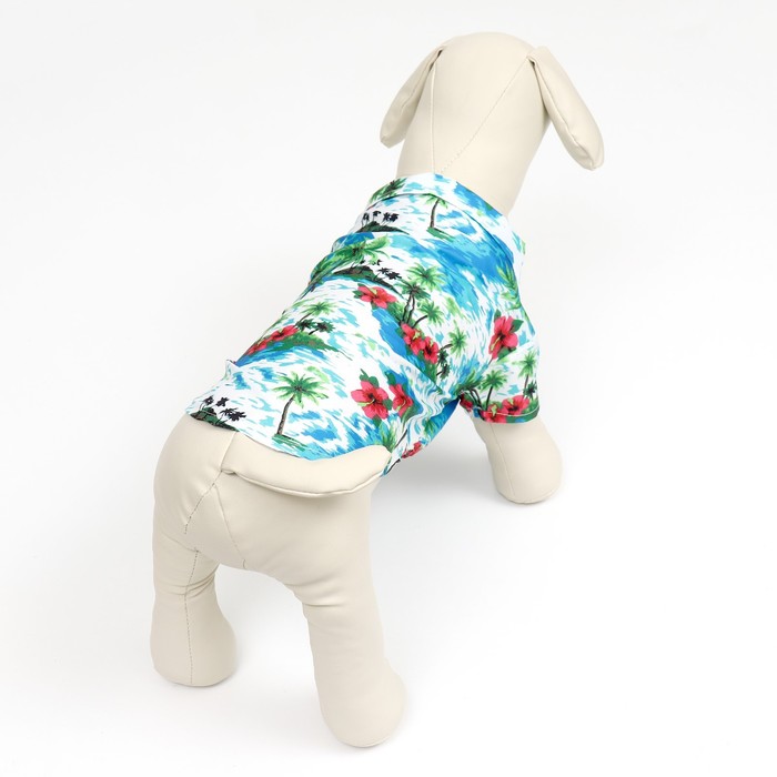 Рубашка для собак "Тропики", ХL (ДС 34, ОГ 44, ОШ 31 см), голубая