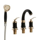 Смеситель на борт ванны ZEIN NB-7, на четыре отверстия, комплект, ретро, черный/золотой - Фото 4