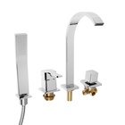 Смеситель на борт ванны ZEIN NB-3, на четыре отверстия, комплект, высокий излив, хром - Фото 7