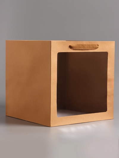 Пакет подарочный, крафт, с окном, 30×30×30 см