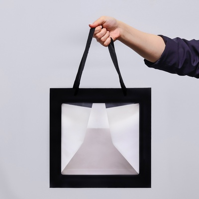 Пакет подарочный, крафт, с окном, «чёрный», 30×30×30 см