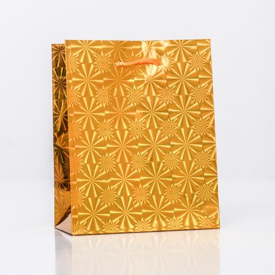 Пакет подарочный, фольгированный, "Золото"   14 Х 11 Х 5 см МИКС