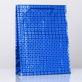 Пакет подарочный, фольгированный, "Синий" 34 Х 26 Х 8 см МИКС