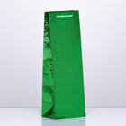 Пакет подарочный, под бутылку фольгированный, "Зеленый" 35 Х 12 Х 9 см МИКС - Фото 1