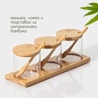 Набор банок стеклянных для сыпучих продуктов на бамбуковой подставке BellaTenero «Эко», 3 предмета: 330 мл - фото 4386616