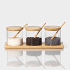 Набор банок стеклянных для сыпучих продуктов на бамбуковой подставке BellaTenero «Эко», 3 предмета: 330 мл - Фото 4