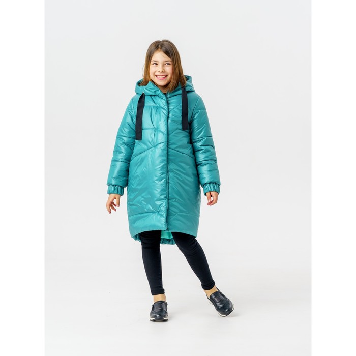 Пальто зимнее для девочки «Маргарита», рост 134 см, цвет зелёный