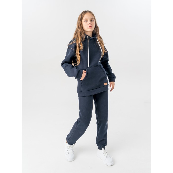 Комплект для девочки: худи,штаны «Актив +», рост 158 см, цвет синий