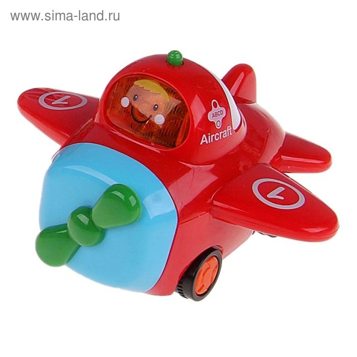 Игрушка на батарейках "Самолет", со светом и музыкой, цвета МИКС, в пакете - Фото 1