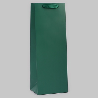 Пакет подарочный под бутылку «Зелёный» 13×36×10 см, 1 шт.