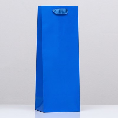 Пакет подарочный под бутылку «Синий», 13×36×10 см