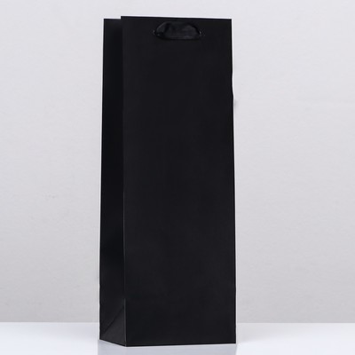 Пакет подарочный под бутылку «Чёрный», 13×36×10 см