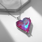 Кулон «Сердце», цвет тёмно-фиолетовый в серебре, 48 см - фото 19850991