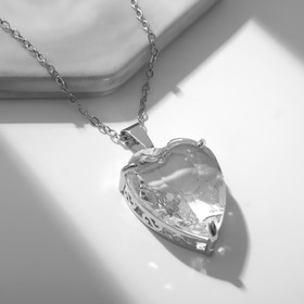 Кулон "Сердце", цвет прозрачный в серебре