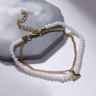 Браслет на ногу QF «Хвост» русалки, два ряда белый в золоте, 28.5 см - Фото 2