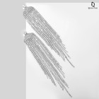 Серьги висячие со стразами «Водопад» веер, цвет белый в серебре, 15,5 см - Фото 2