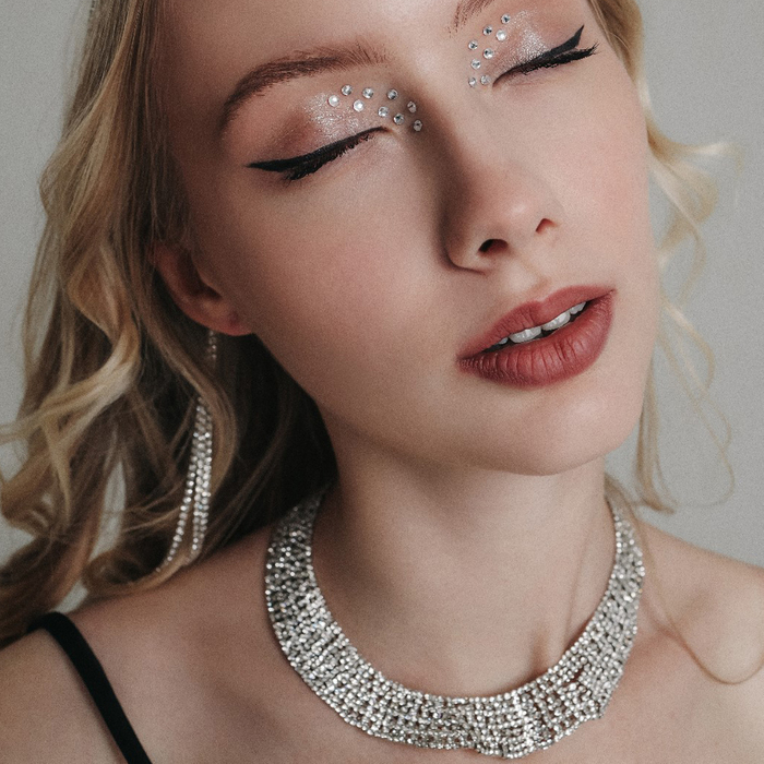 Колье «Лёд», 9 рядов, белое в серебре, 35 см - Фото 1