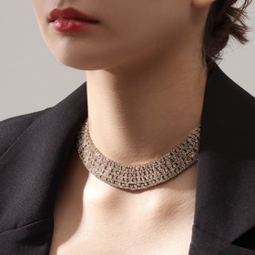 Колье «Лёд», 9 рядов, белое в золоте, 35 см