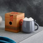 Кружка керамическая "Котик", с крышкой, 400 мл, серая, 1 сорт, Иран - фото 24399382