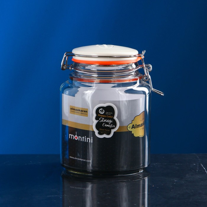 Банка для сыпучих продуктов «Бейзи шефти», стеклянная, серая крышка, 1.3 л, Иран - Фото 1