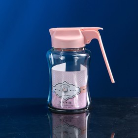Банка стеклянная для сыпучих продуктов с дозатором "Настаран", крышка розовая, 300 мл, Иран