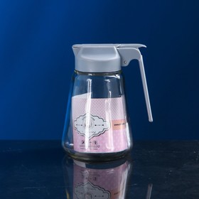 Банка для сыпучих продуктов с дозатором «Алмаз», стеклянная, серая крышка, 400 мл, Иран