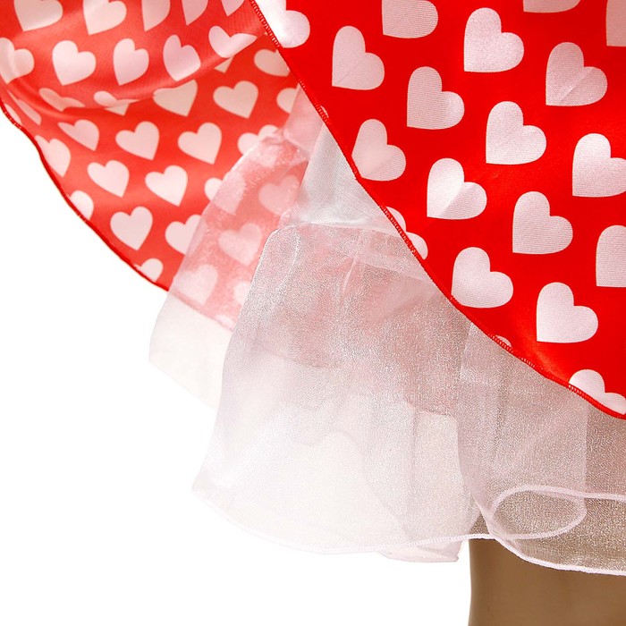 Карнавальный набор «Стиляги 3», юбка красная с белыми сердцами, пояс, повязка, рост 110-116 см - фото 1907787297