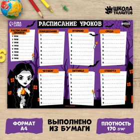 Расписание уроков «Девочка с косичками»? бумажное, А4 (комплект 20 шт)